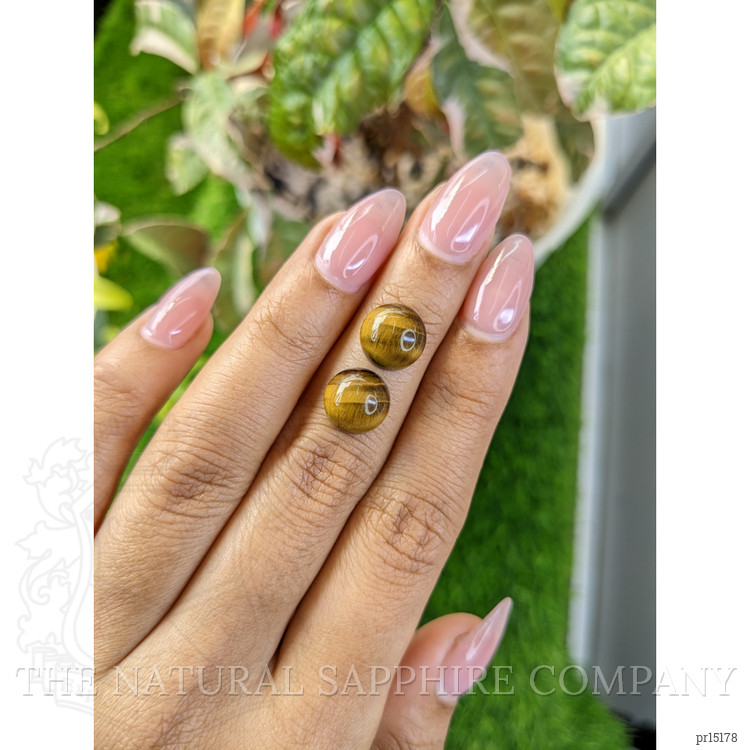8.63 Ct.Tw. Cabochon Tiger's Eye Pair from Ceylon (Sri Lanka)