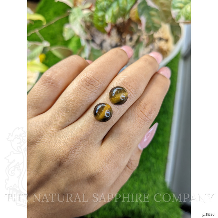 8.76 Ct.Tw. Cabochon Tiger's Eye Pair from Ceylon (Sri Lanka)