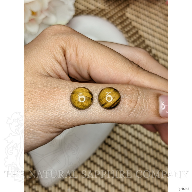 8.51 Ct.Tw. Cabochon Tiger's Eye Pair from Ceylon (Sri Lanka)