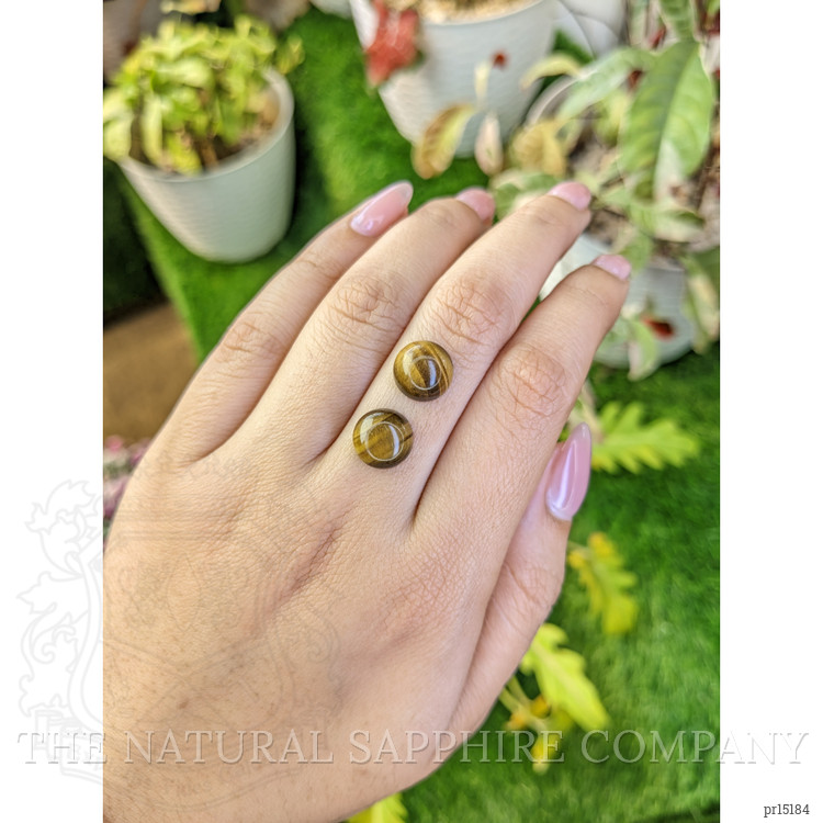 9.04 Ct.Tw. Cabochon Tiger's Eye Pair from Ceylon (Sri Lanka)