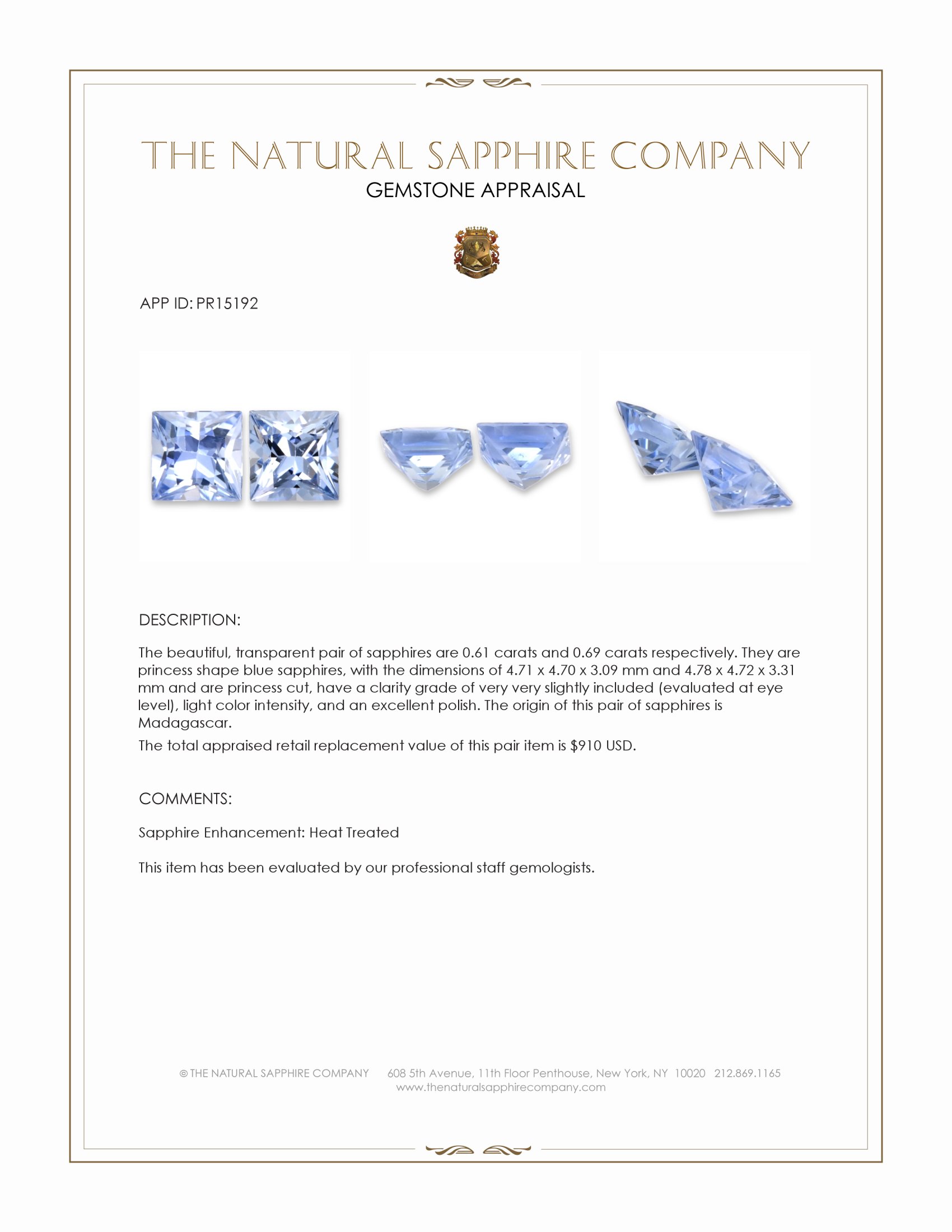 1.30 Ct.Tw. Blue Sapphire Pair from Madagascar