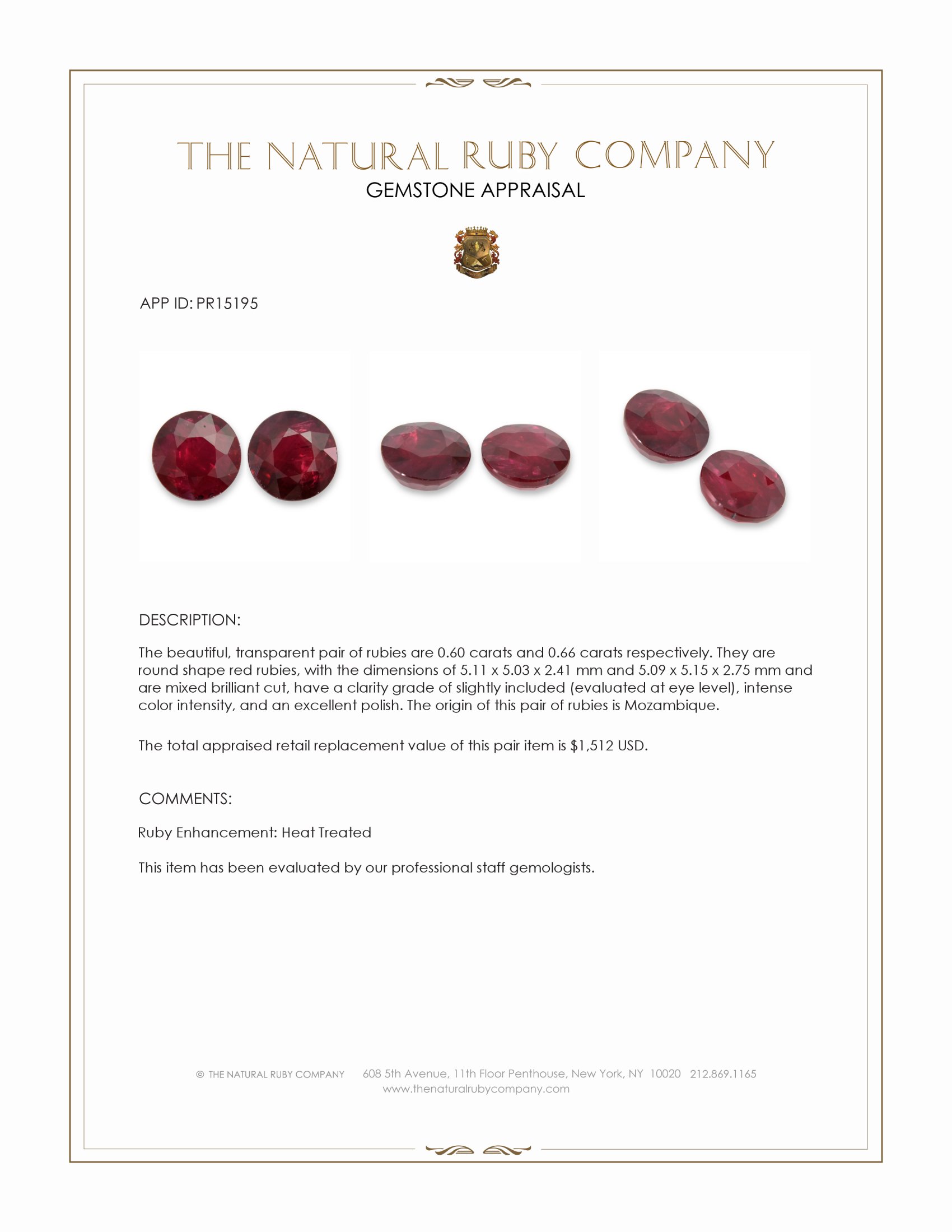 1.26 Ct.Tw. Ruby Pair from Mozambique