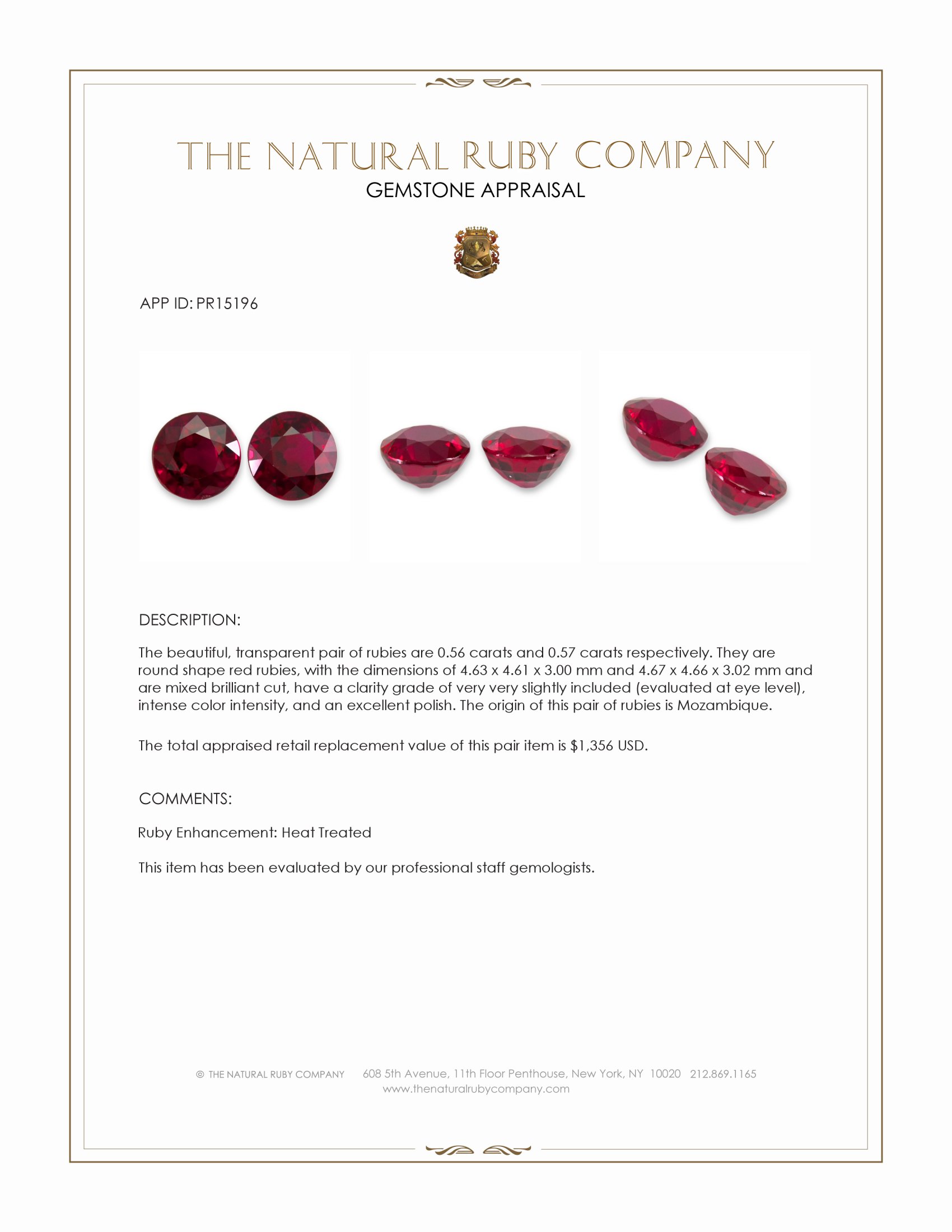 1.13 Ct.Tw. Ruby Pair from Mozambique