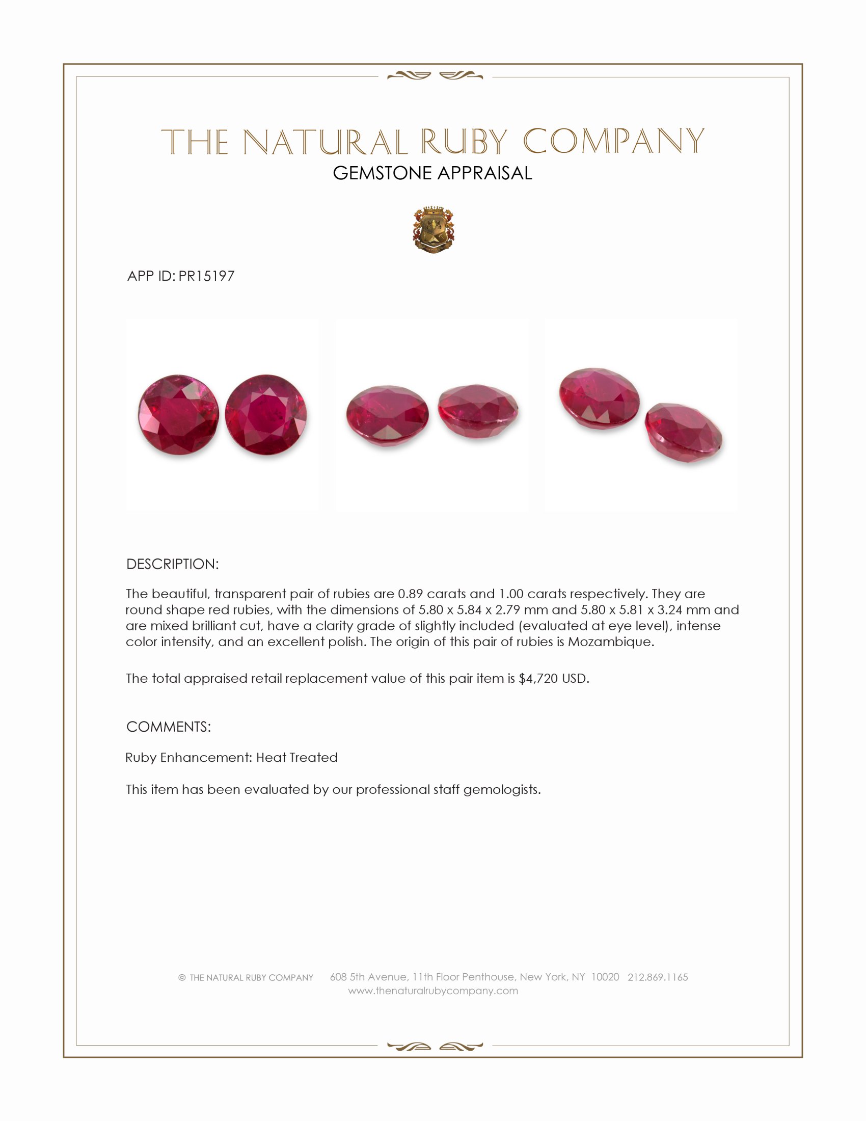 1.89 Ct.Tw. Ruby Pair from Mozambique