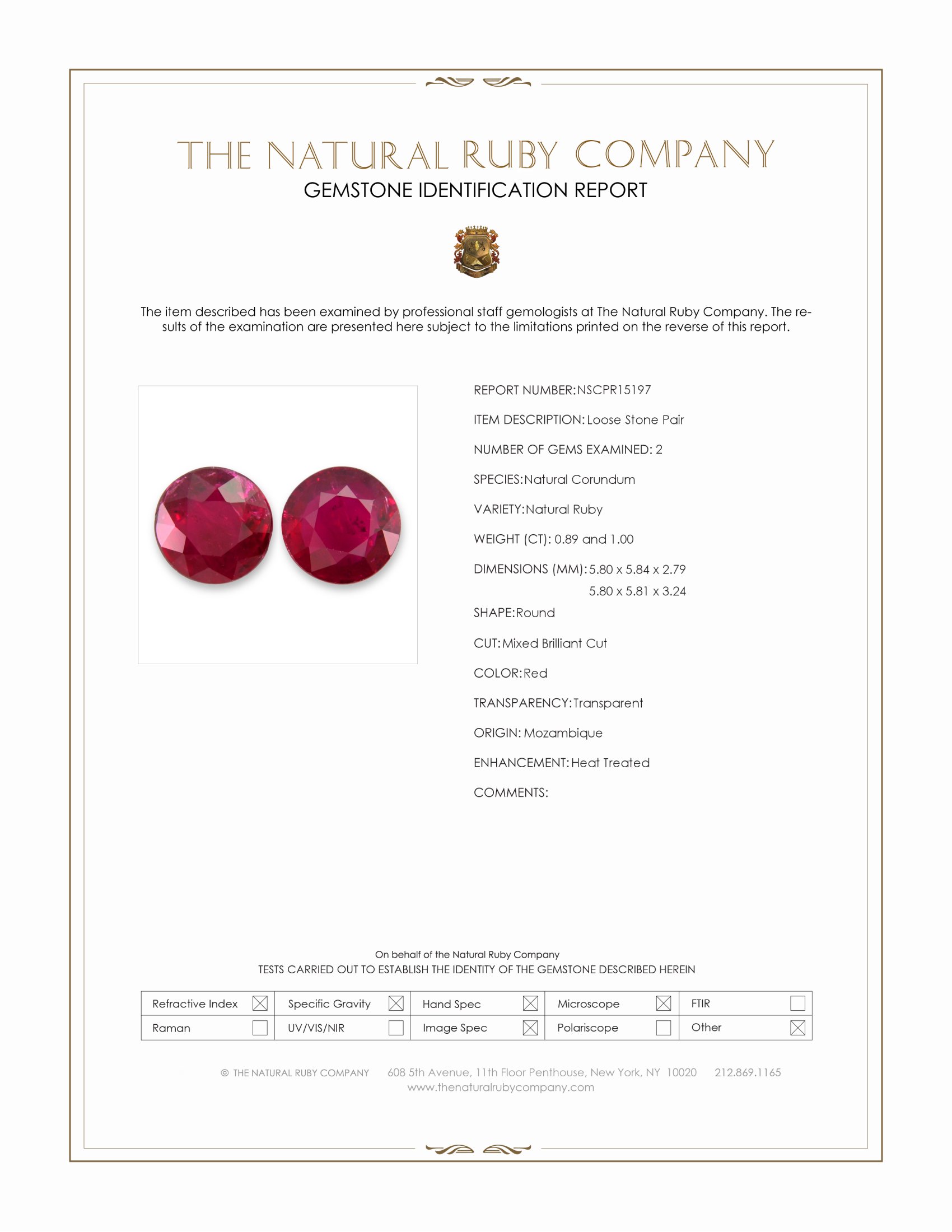 1.89 Ct.Tw. Ruby Pair from Mozambique