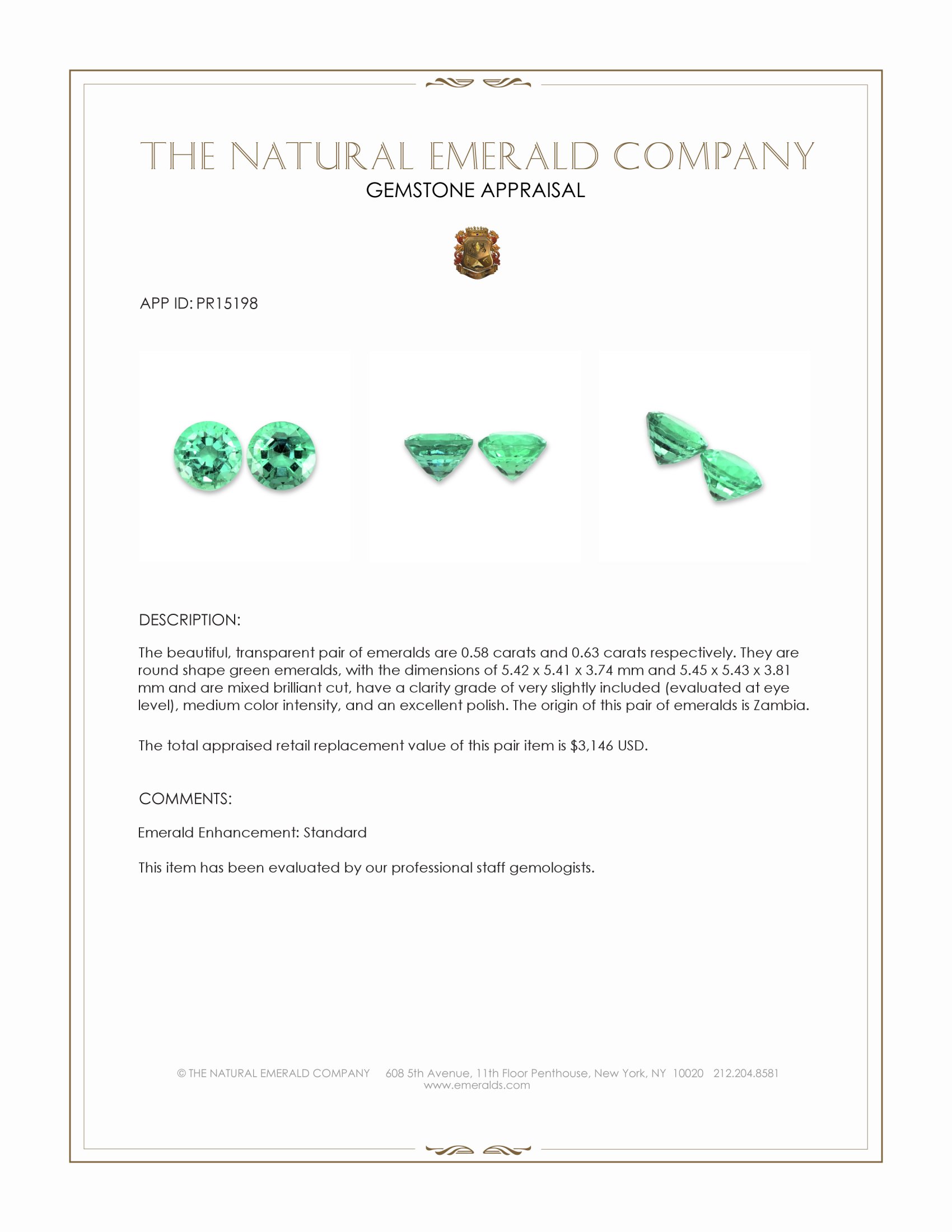 1.21 Ct.Tw. Emerald Pair from Zambia