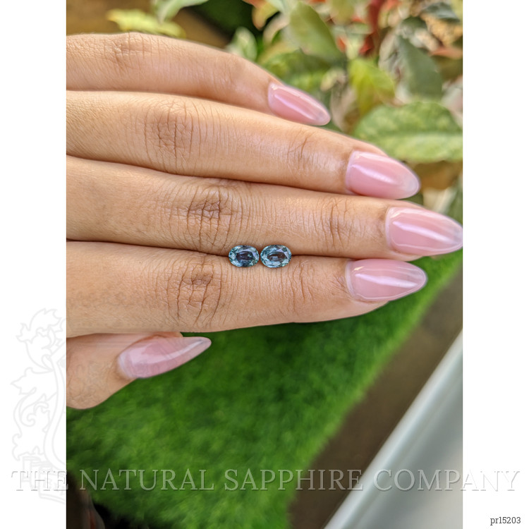 1.50 Ct.Tw. Bluish Green Sapphire Pair from Ceylon (Sri Lanka)