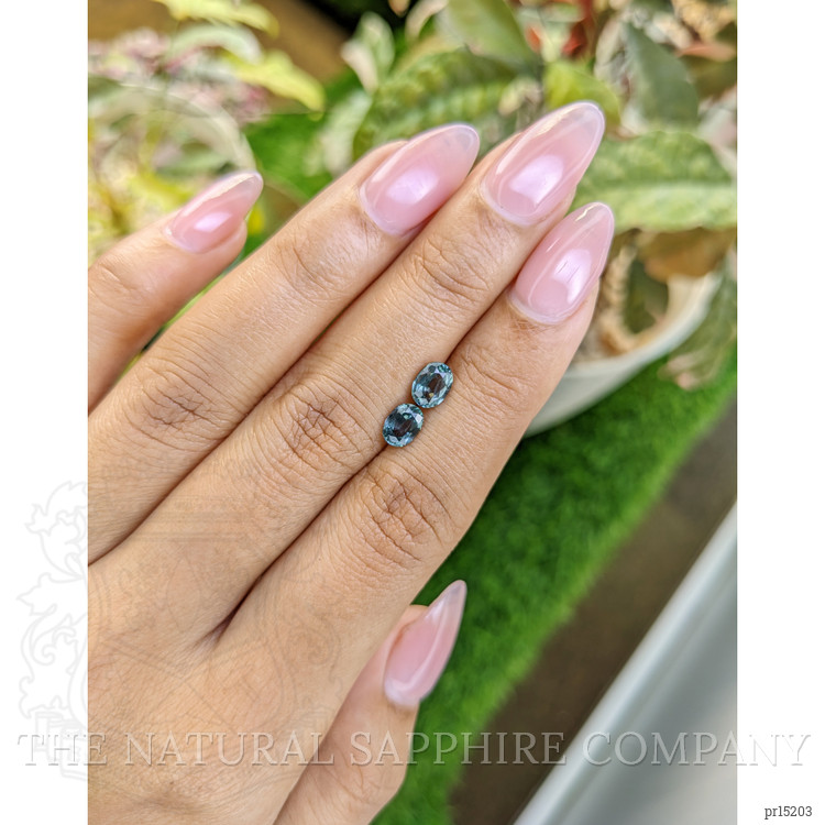 1.50 Ct.Tw. Bluish Green Sapphire Pair from Ceylon (Sri Lanka)