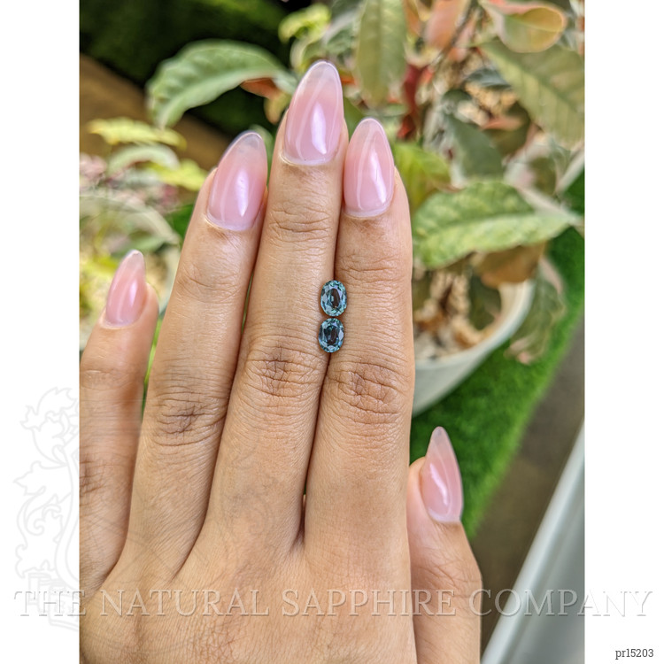 1.50 Ct.Tw. Bluish Green Sapphire Pair from Ceylon (Sri Lanka)