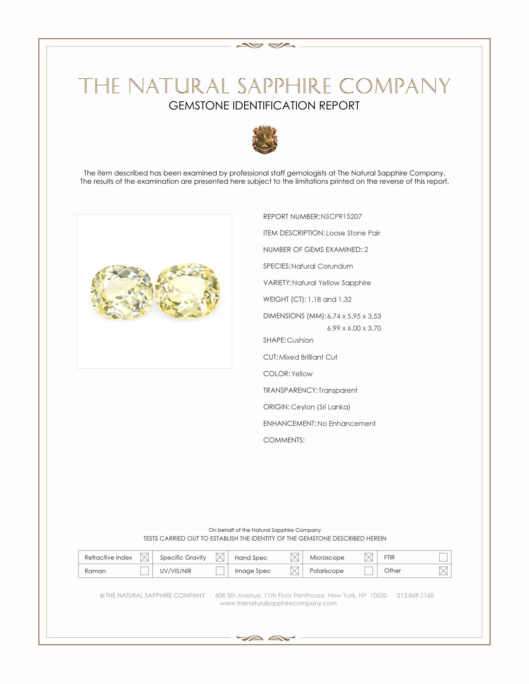 2.50 Ct.Tw. Yellow Sapphire Pair from Ceylon (Sri Lanka)