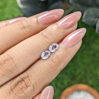 1.14&nbsp;Ct.Tw.Total Carat Weight White Sapphire Pair from Ceylon (Sri Lanka) Life Style