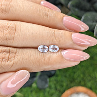 1.14&nbsp;Ct.Tw.Total Carat Weight White Sapphire Pair from Ceylon (Sri Lanka) Life Style