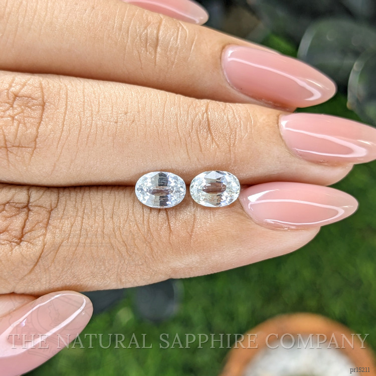 2.12 Ct.Tw. White Sapphire Pair from Ceylon (Sri Lanka)
