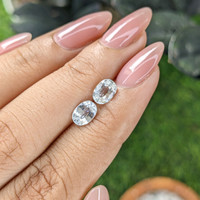2.12&nbsp;Ct.Tw.Total Carat Weight White Sapphire Pair from Ceylon (Sri Lanka) Life Style