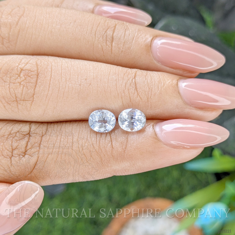 2.34 Ct.Tw. White Sapphire Pair from Ceylon (Sri Lanka)