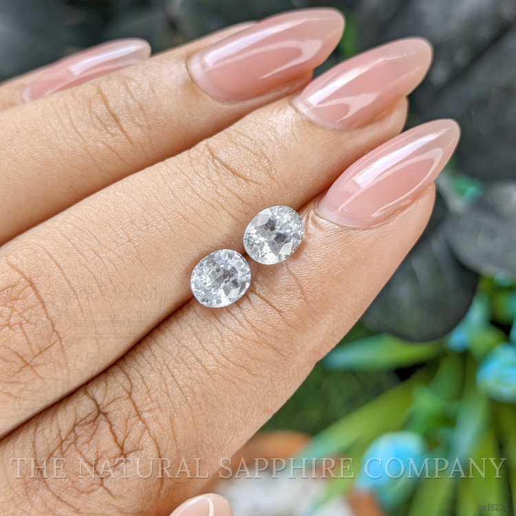 2.34 Ct.Tw. White Sapphire Pair from Ceylon (Sri Lanka)