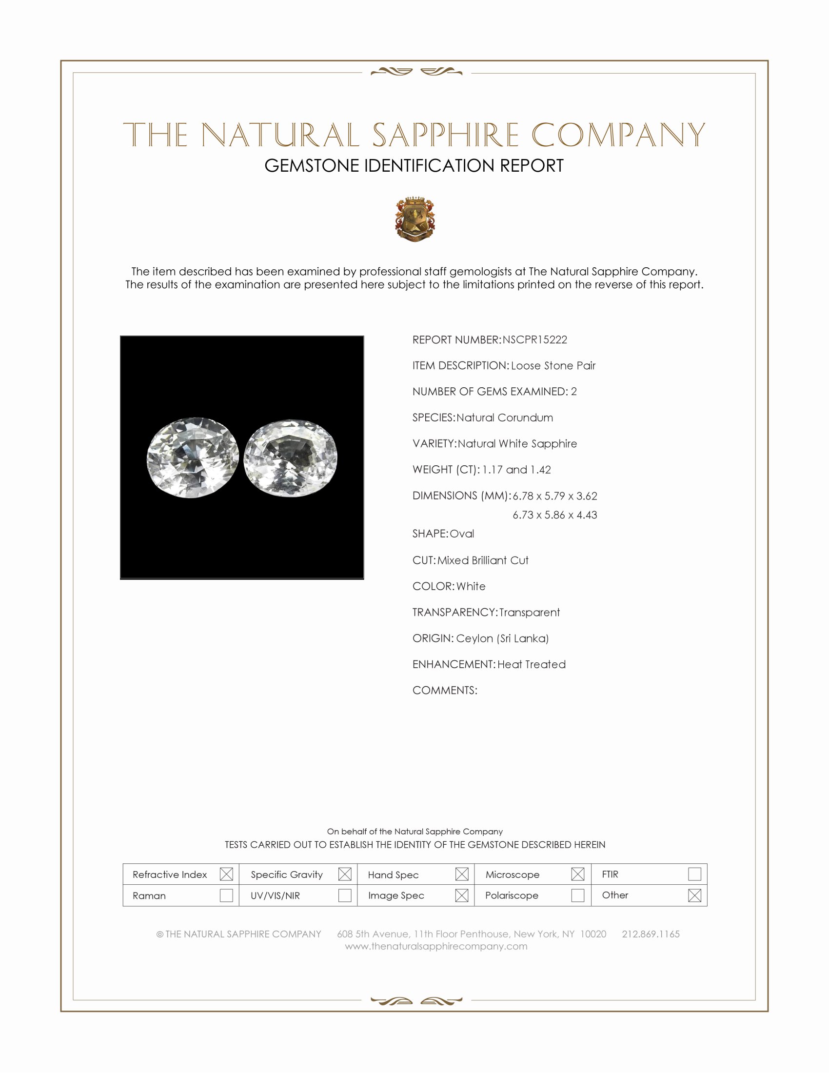 2.59 Ct.Tw. White Sapphire Pair from Ceylon (Sri Lanka)