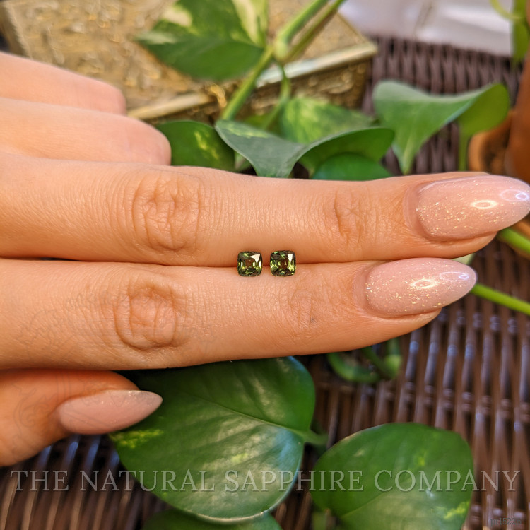 1.28 Ct.Tw. Yellowish Green Sapphire Pair from Thailand