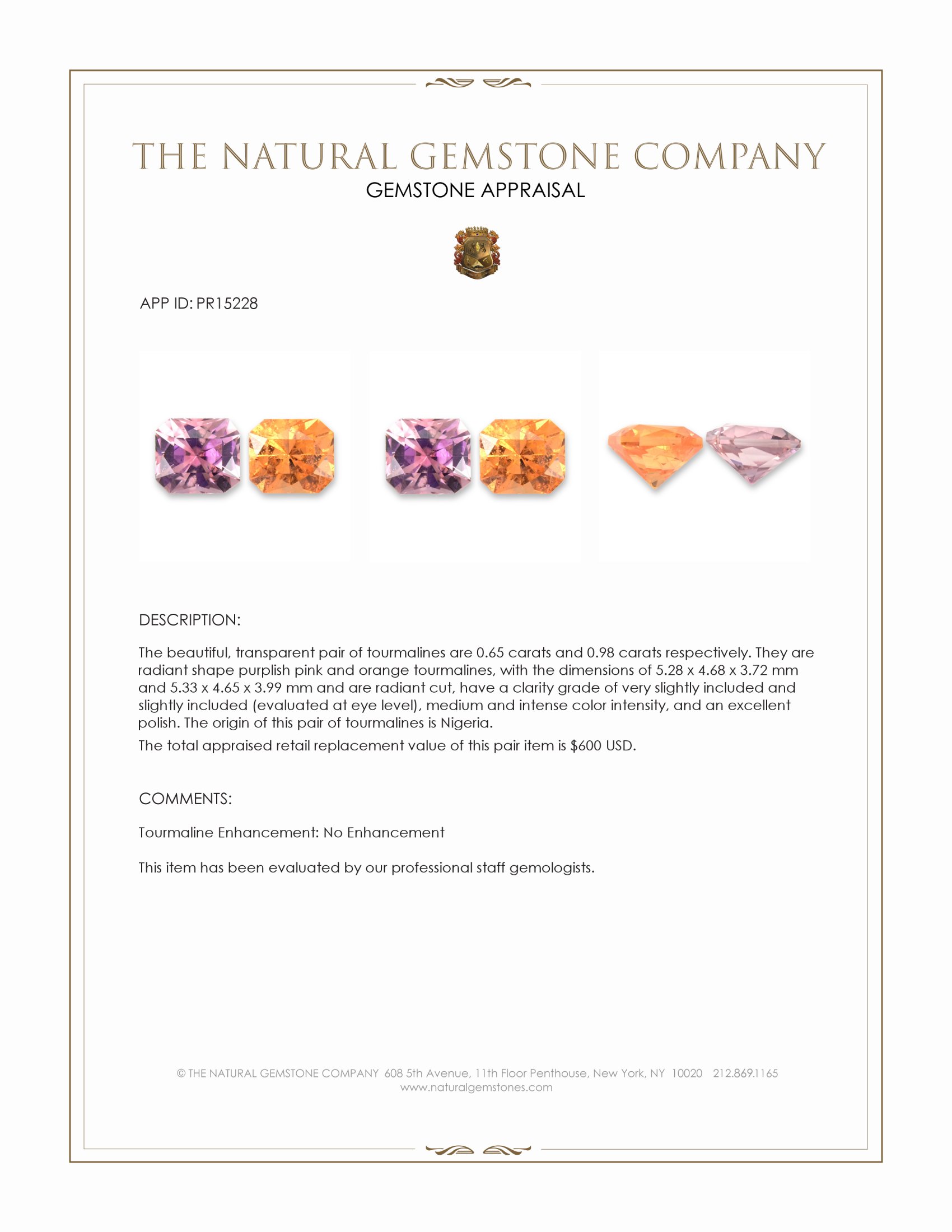 1.63 Ct.Tw. Purplish Pink Spessartite Garnet Pair from Nigeria
