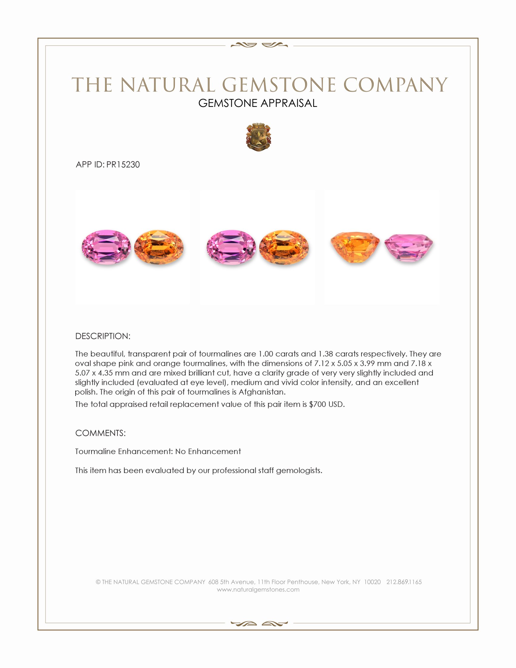 2.38 Ct.Tw. Pink Spessartite Garnet Pair from Afghanistan