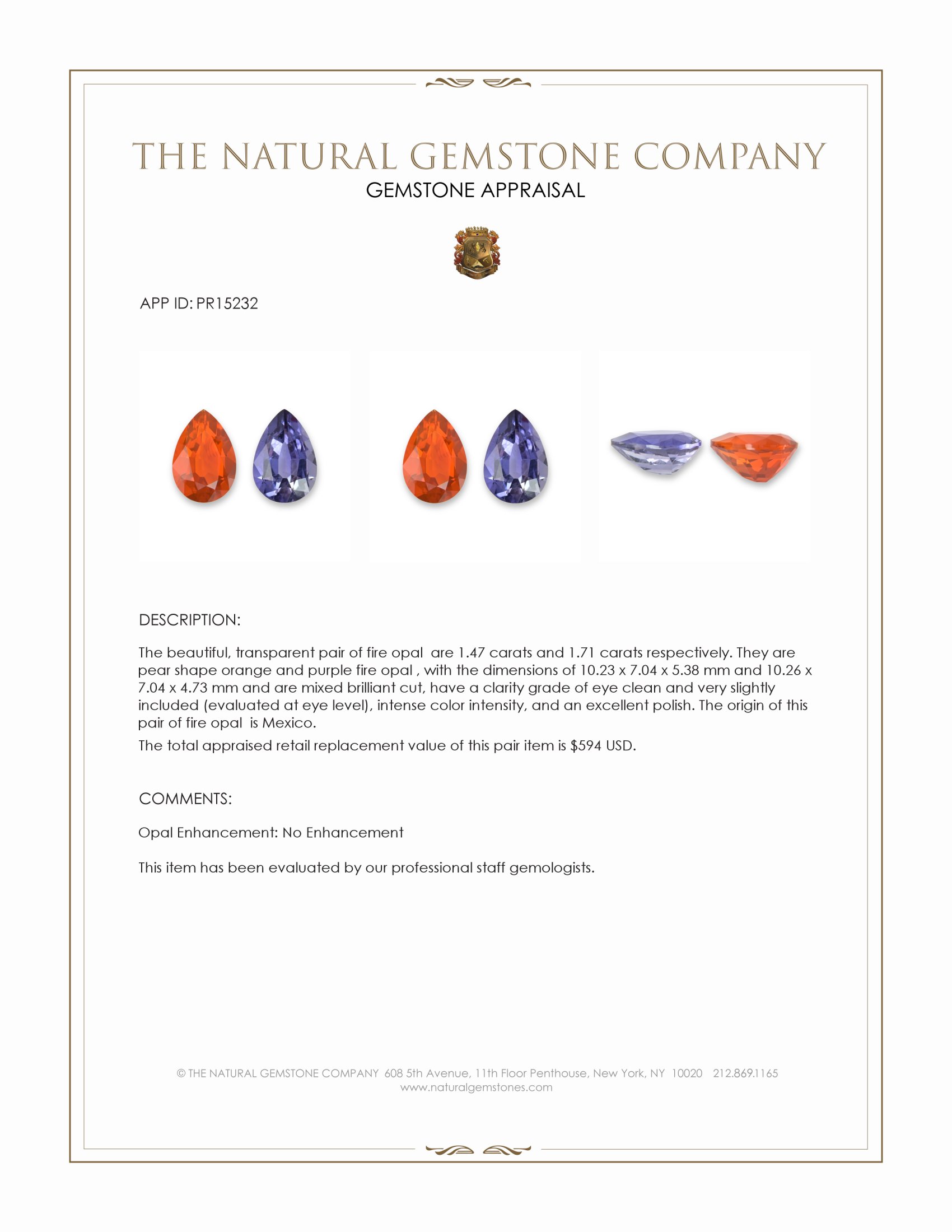 3.18 Ct.Tw. Orange Iolite Pair from Mexico