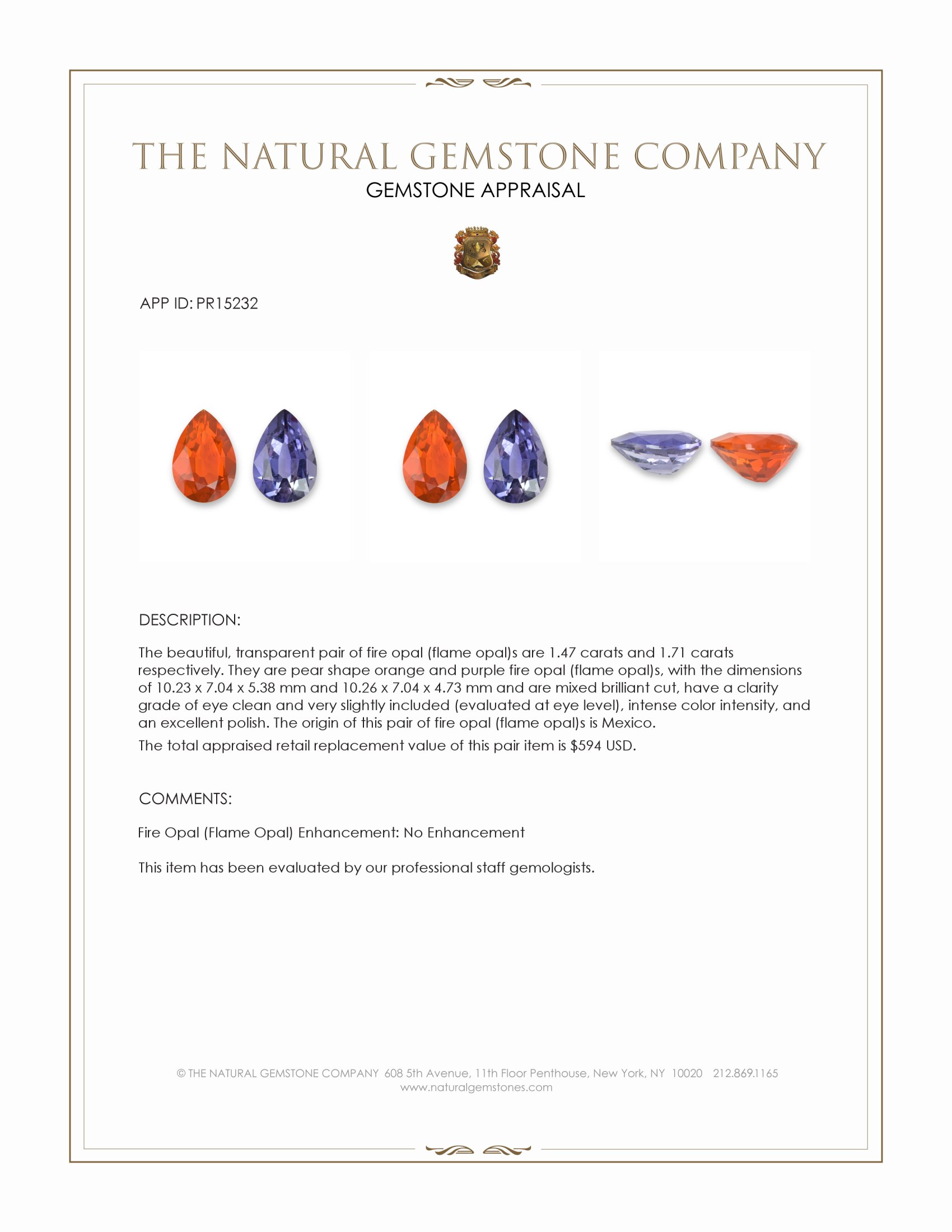 3.18 Ct.Tw. Orange Iolite Pair from Mexico