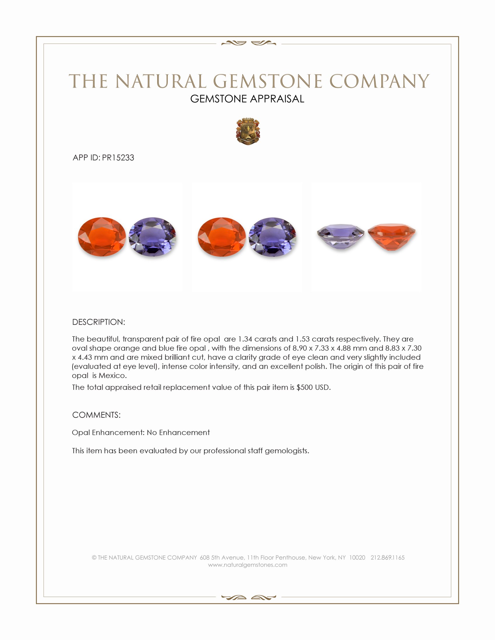 2.87 Ct.Tw. Orange Iolite Pair from Mexico
