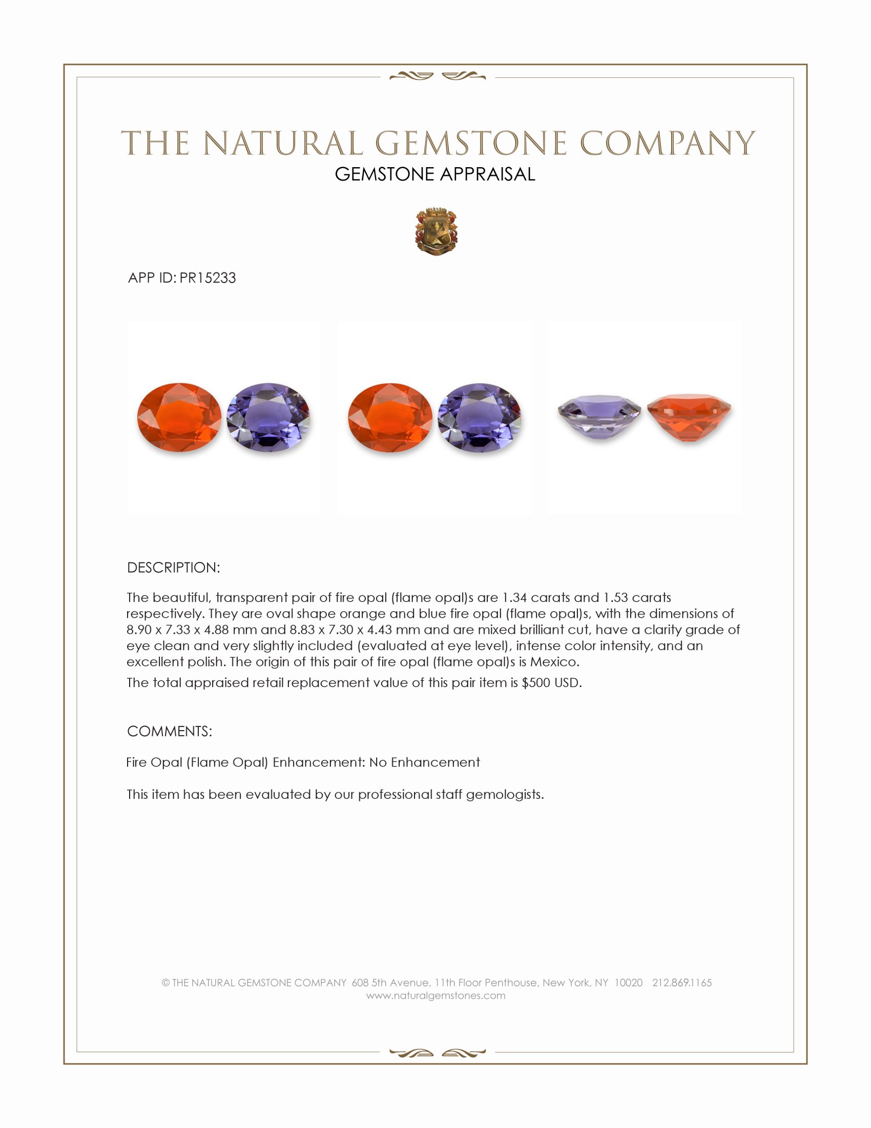 2.87 Ct.Tw. Orange Iolite Pair from Mexico