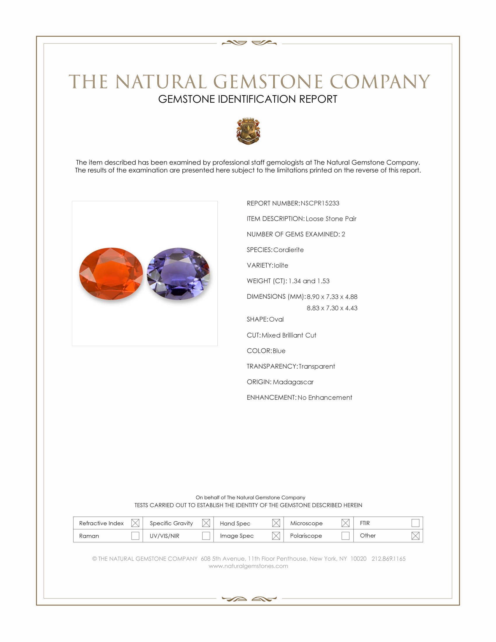 2.87 Ct.Tw. Orange Iolite Pair from Mexico
