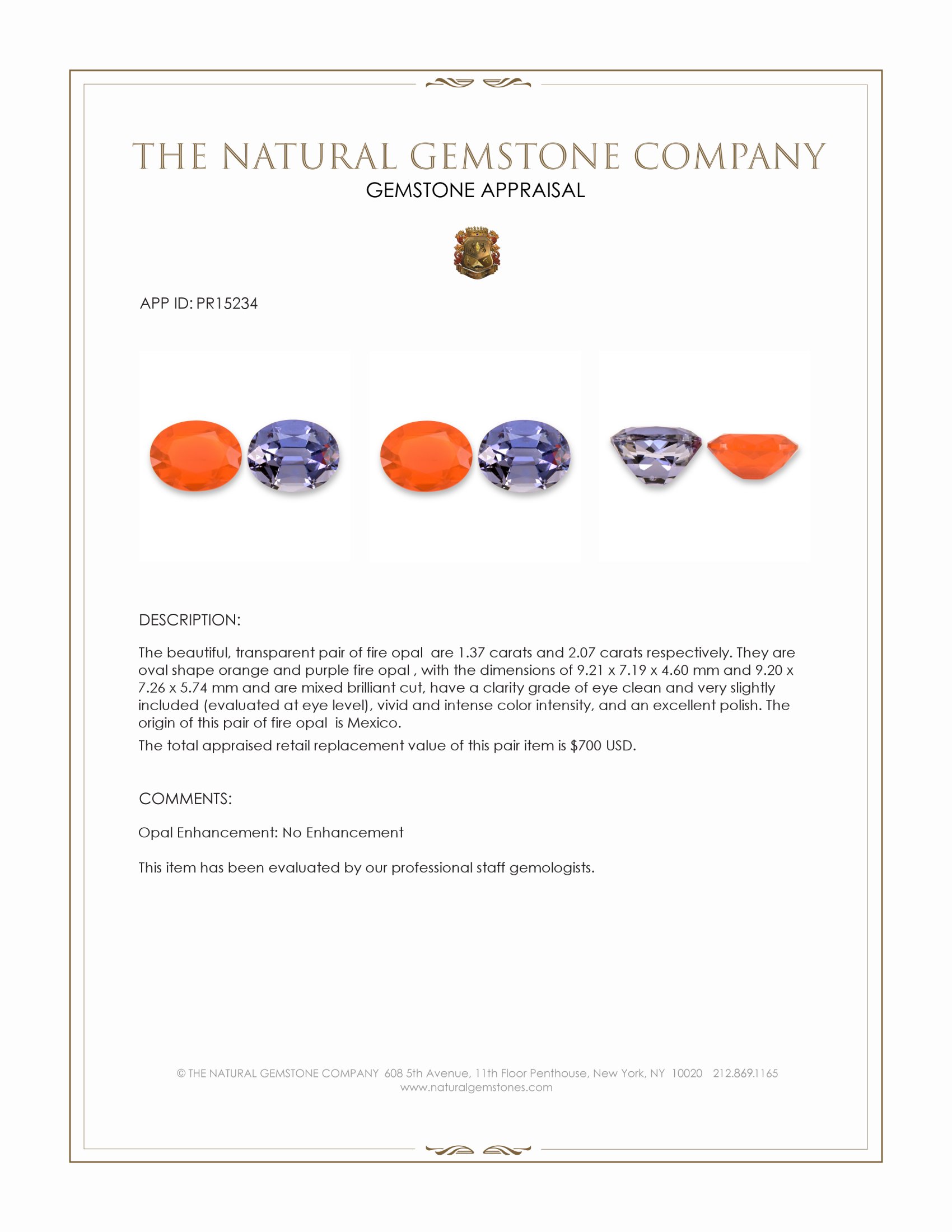 3.44 Ct.Tw. Orange Iolite Pair from Mexico