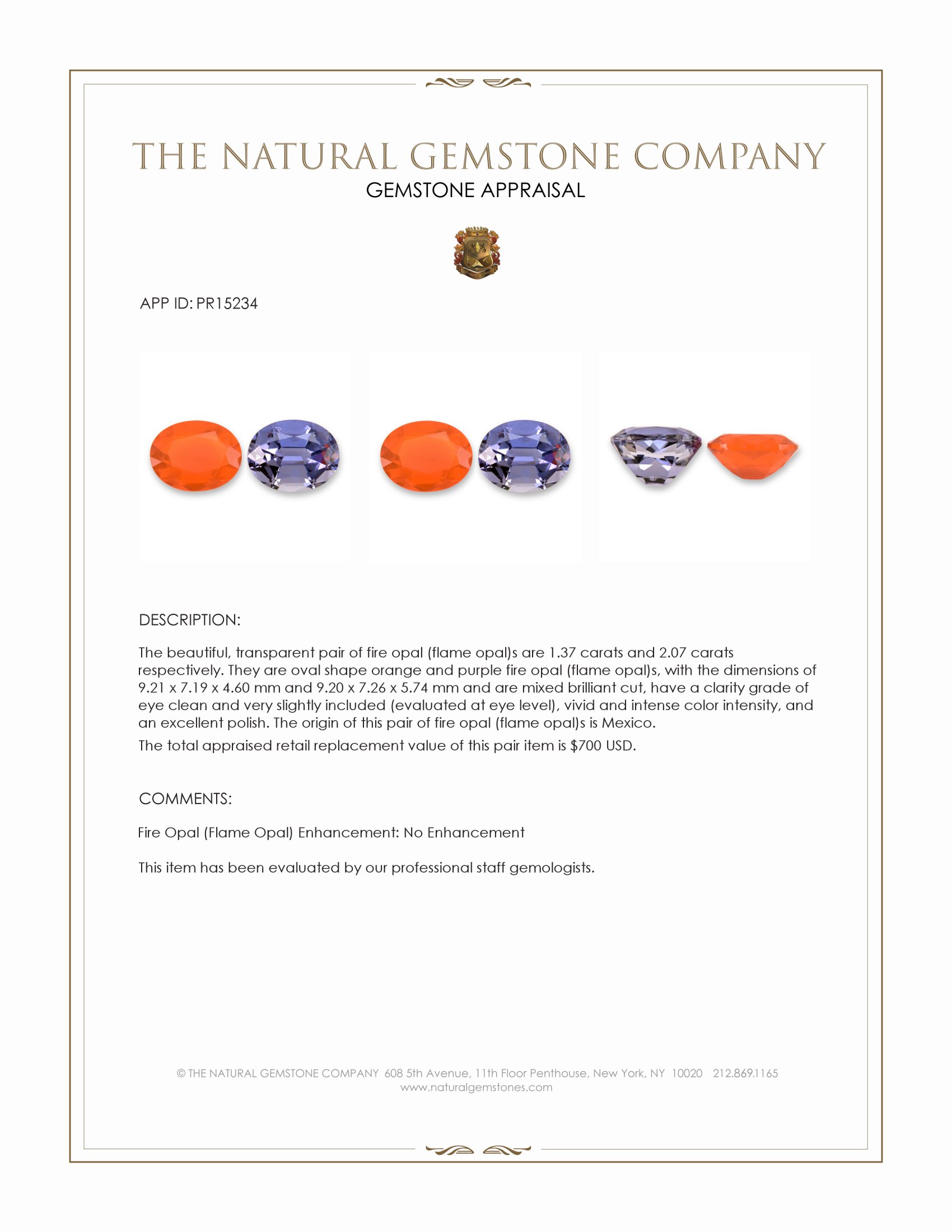 3.44 Ct.Tw. Orange Iolite Pair from Mexico