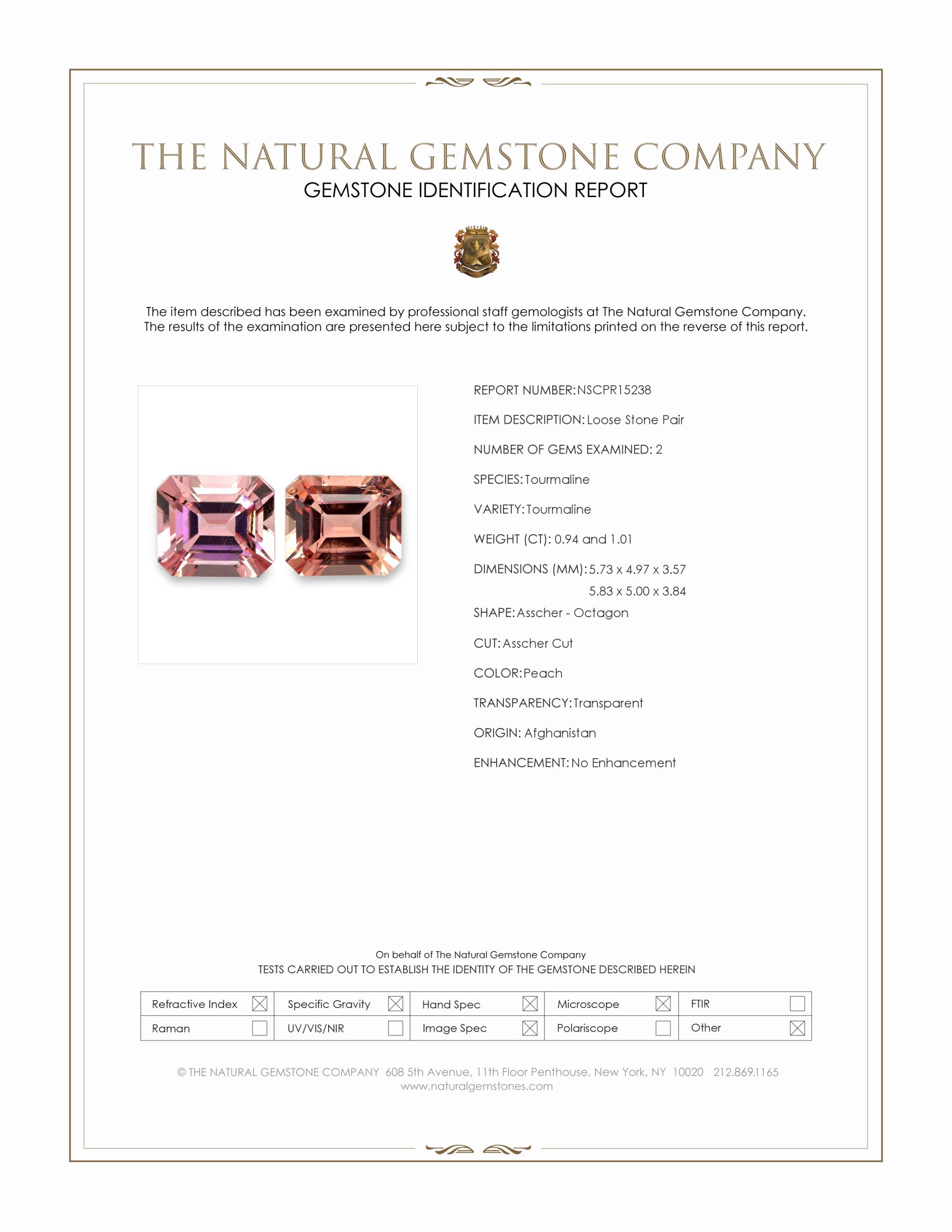 1.95 Ct.Tw. Peach Tourmaline Pair from Afghanistan