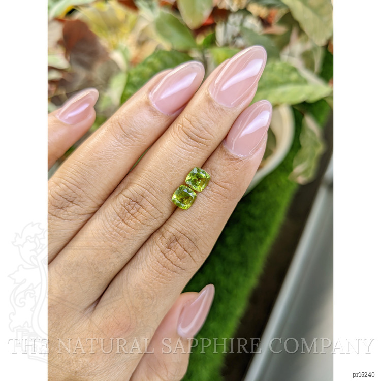 2.18 Ct.Tw. Green (Lime Green) Peridot Pair from Ceylon (Sri Lanka)