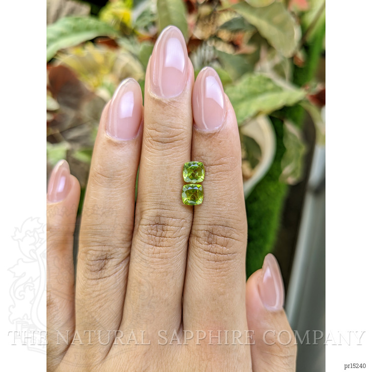2.18 Ct.Tw. Green (Lime Green) Peridot Pair from Ceylon (Sri Lanka)