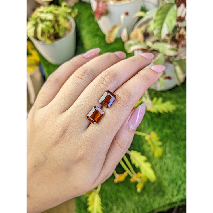 9.67 Ct.Tw. Orange Hessonite Garnet Pair from Madagascar
