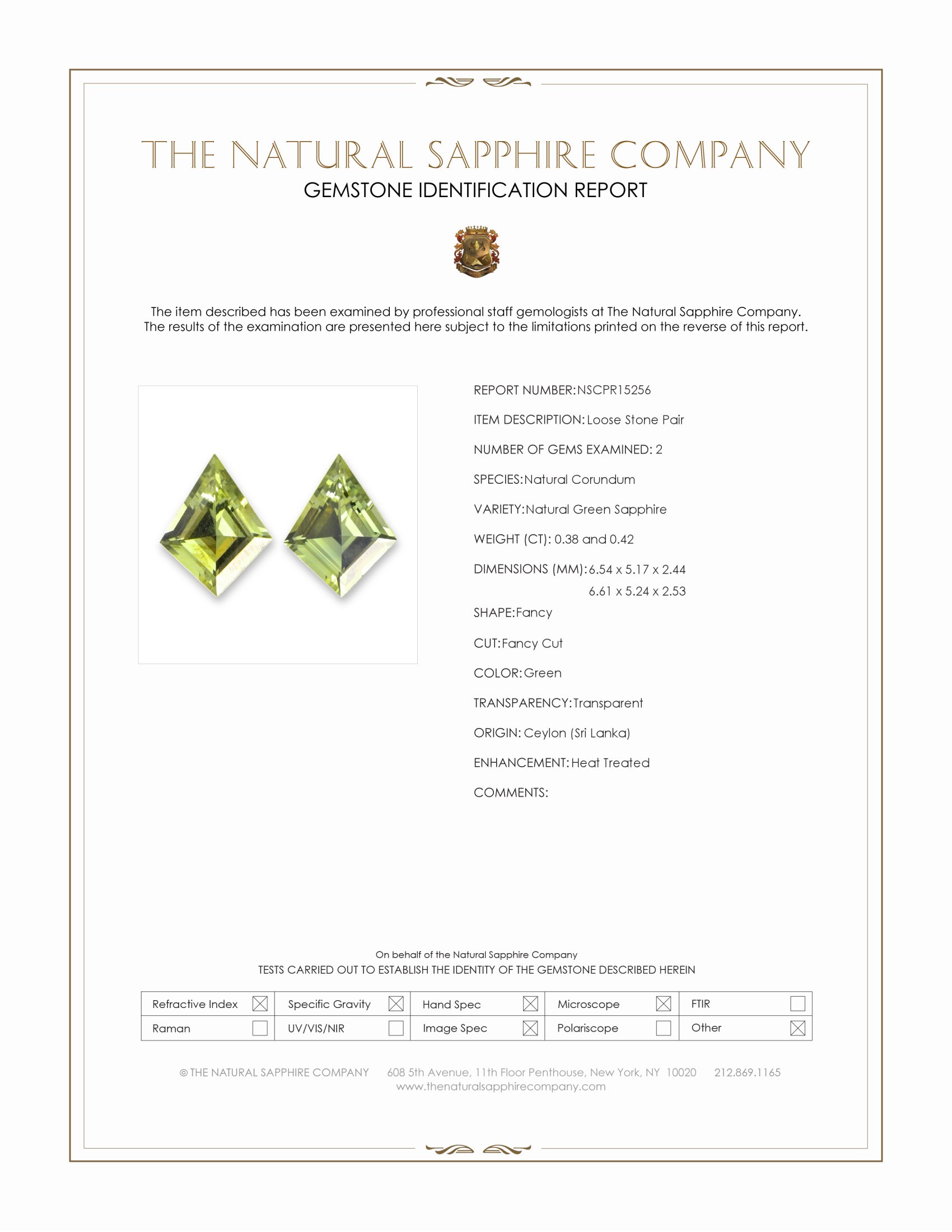 0.80 Ct.Tw. Green Sapphire Pair from Ceylon (Sri Lanka)