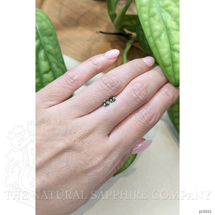 0.62 Ct.Tw. Green Sapphire Pair from Ceylon (Sri Lanka)