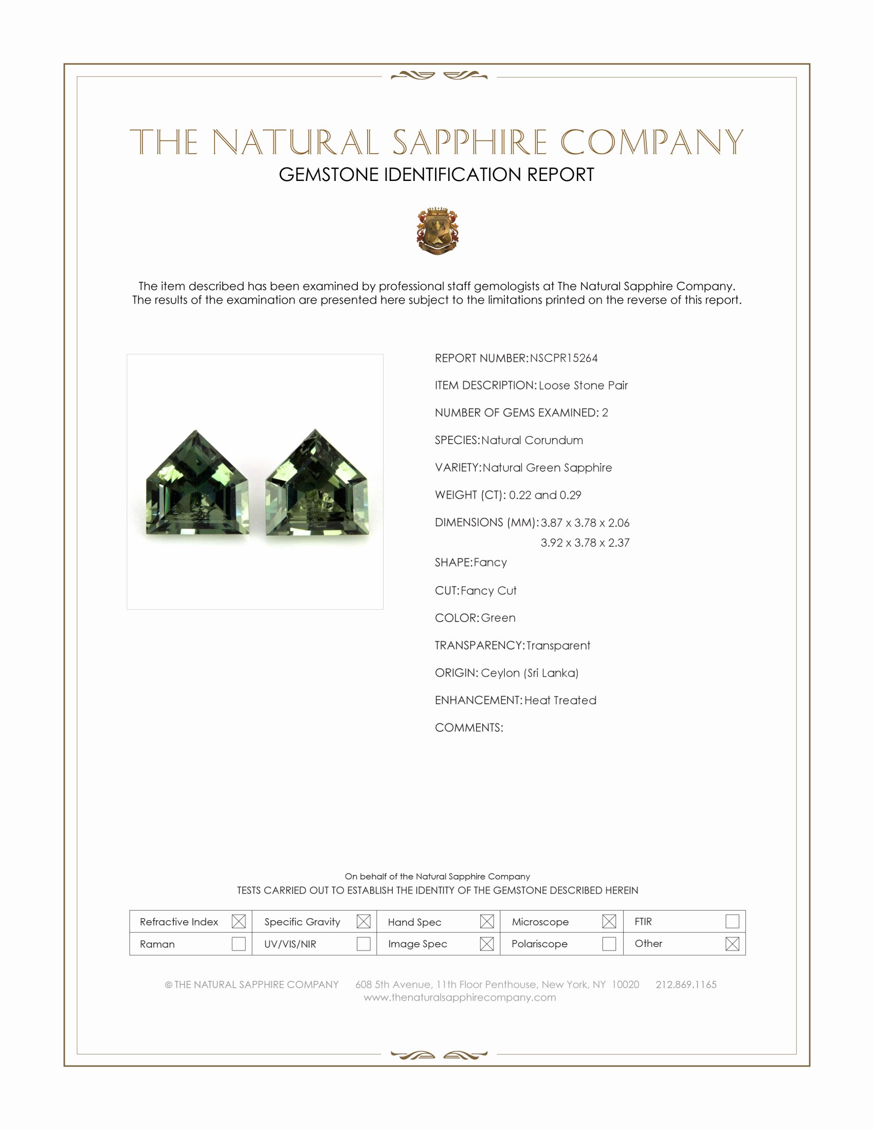 0.51 Ct.Tw. Green Sapphire Pair from Ceylon (Sri Lanka)