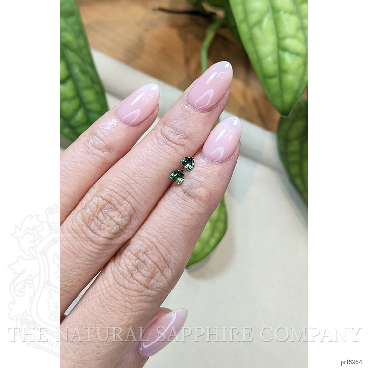 0.51 Ct.Tw. Green Sapphire Pair from Ceylon (Sri Lanka)