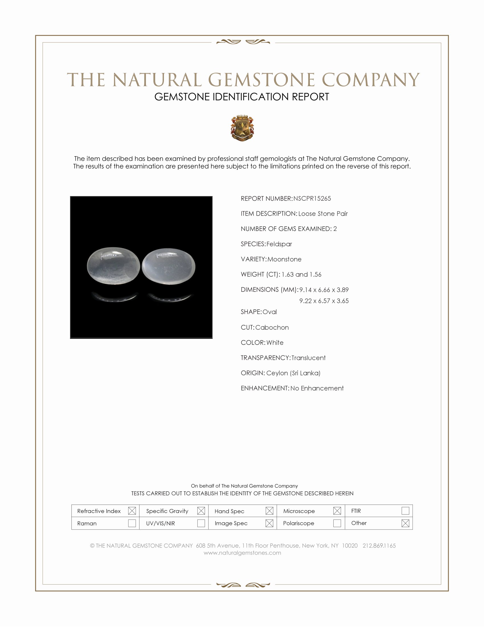 3.19 Ct.Tw. White Cabochon Moonstone Pair from Ceylon (Sri Lanka)