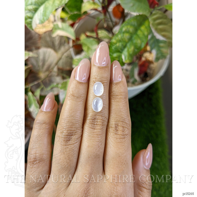 3.19 Ct.Tw. White Cabochon Moonstone Pair from Ceylon (Sri Lanka)