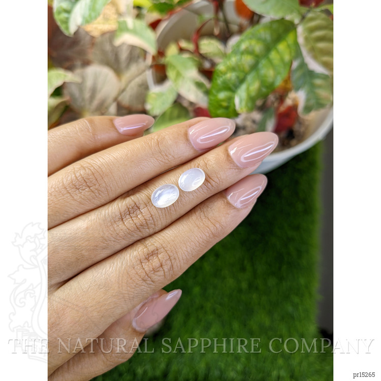 3.19 Ct.Tw. White Cabochon Moonstone Pair from Ceylon (Sri Lanka)