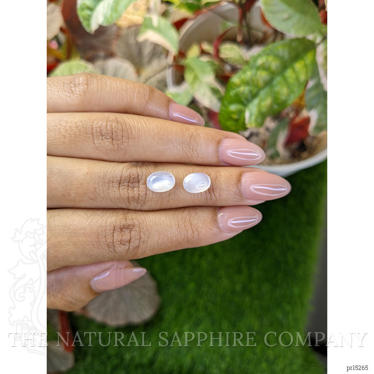 3.19 Ct.Tw. White Cabochon Moonstone Pair from Ceylon (Sri Lanka)