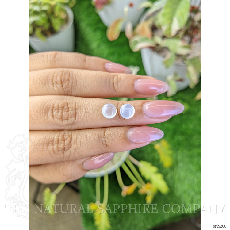 2.68 Ct.Tw. White Cabochon Moonstone Pair from Ceylon (Sri Lanka)