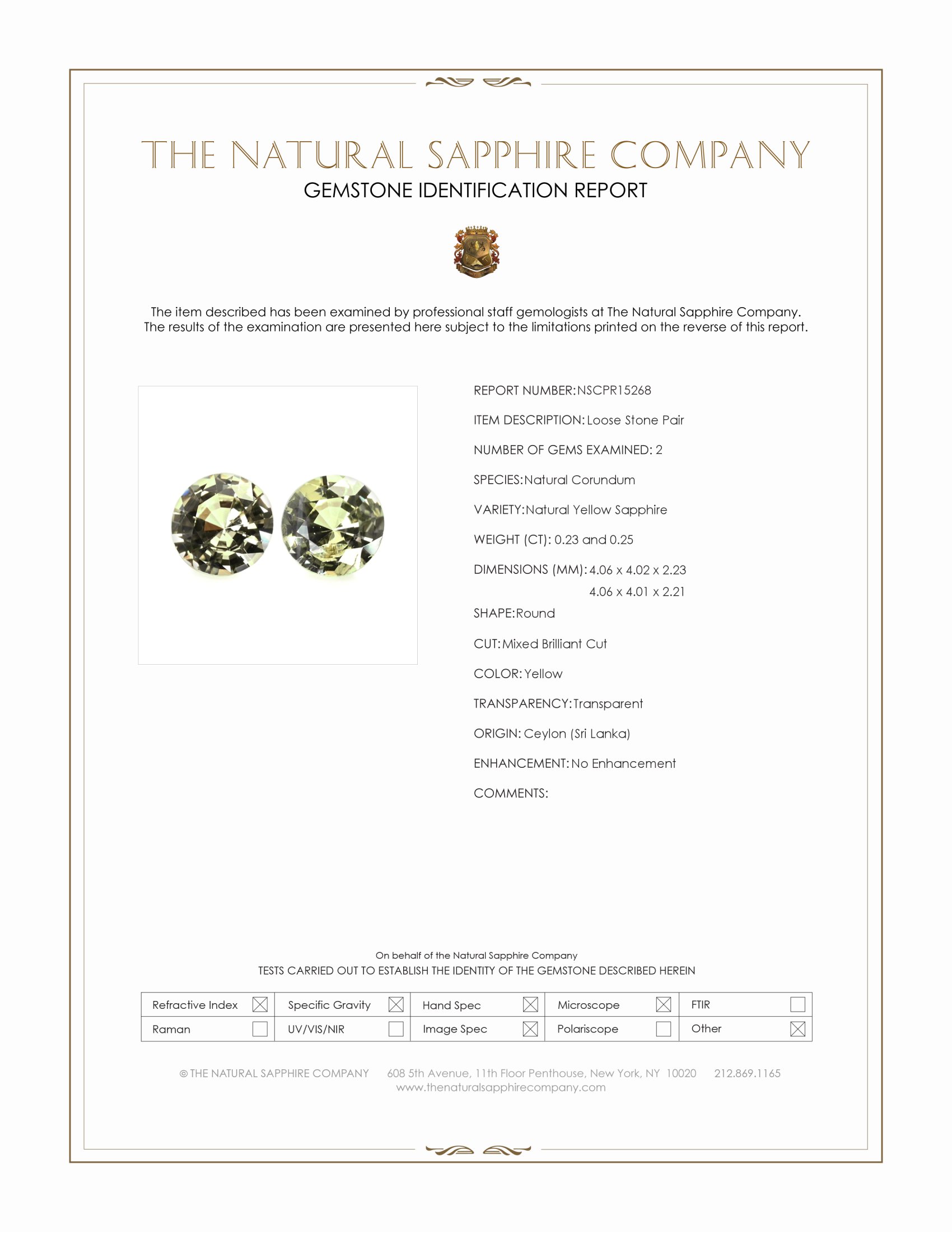0.48 Ct.Tw. Yellow Sapphire Pair from Ceylon (Sri Lanka)