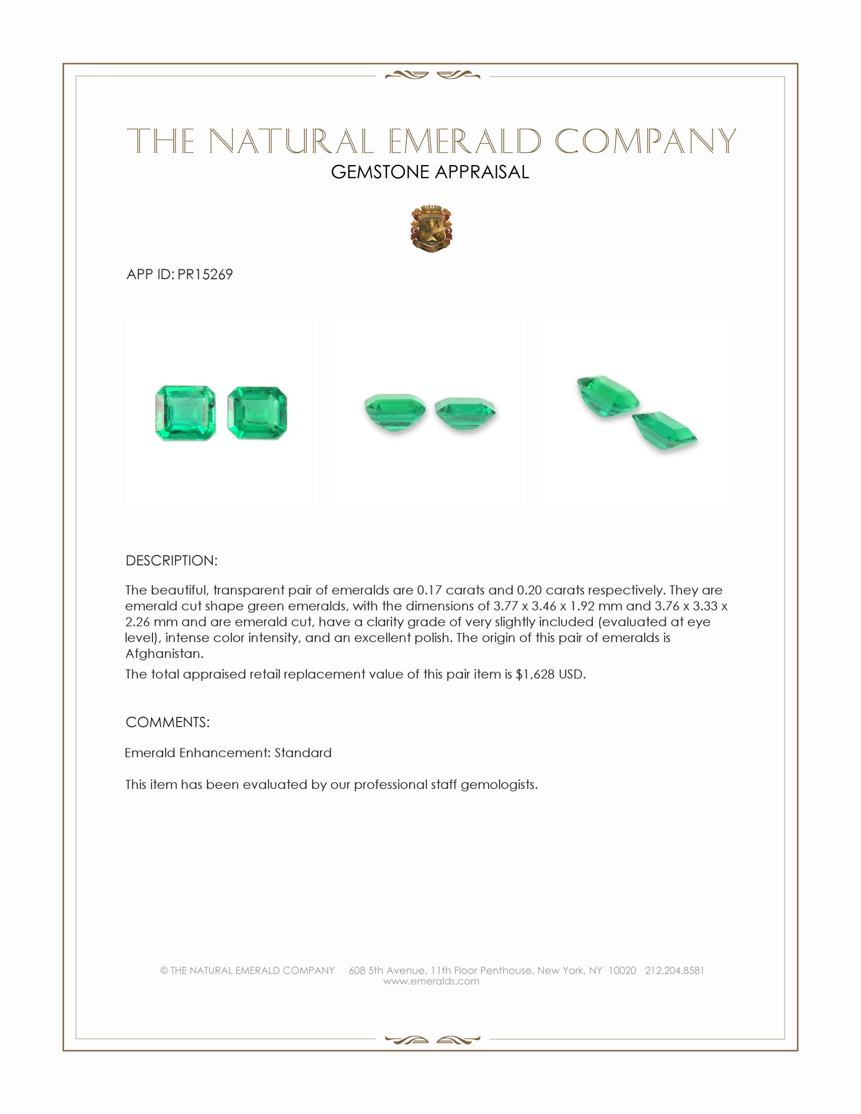 0.37 Ct.Tw. Emerald Pair from Afghanistan