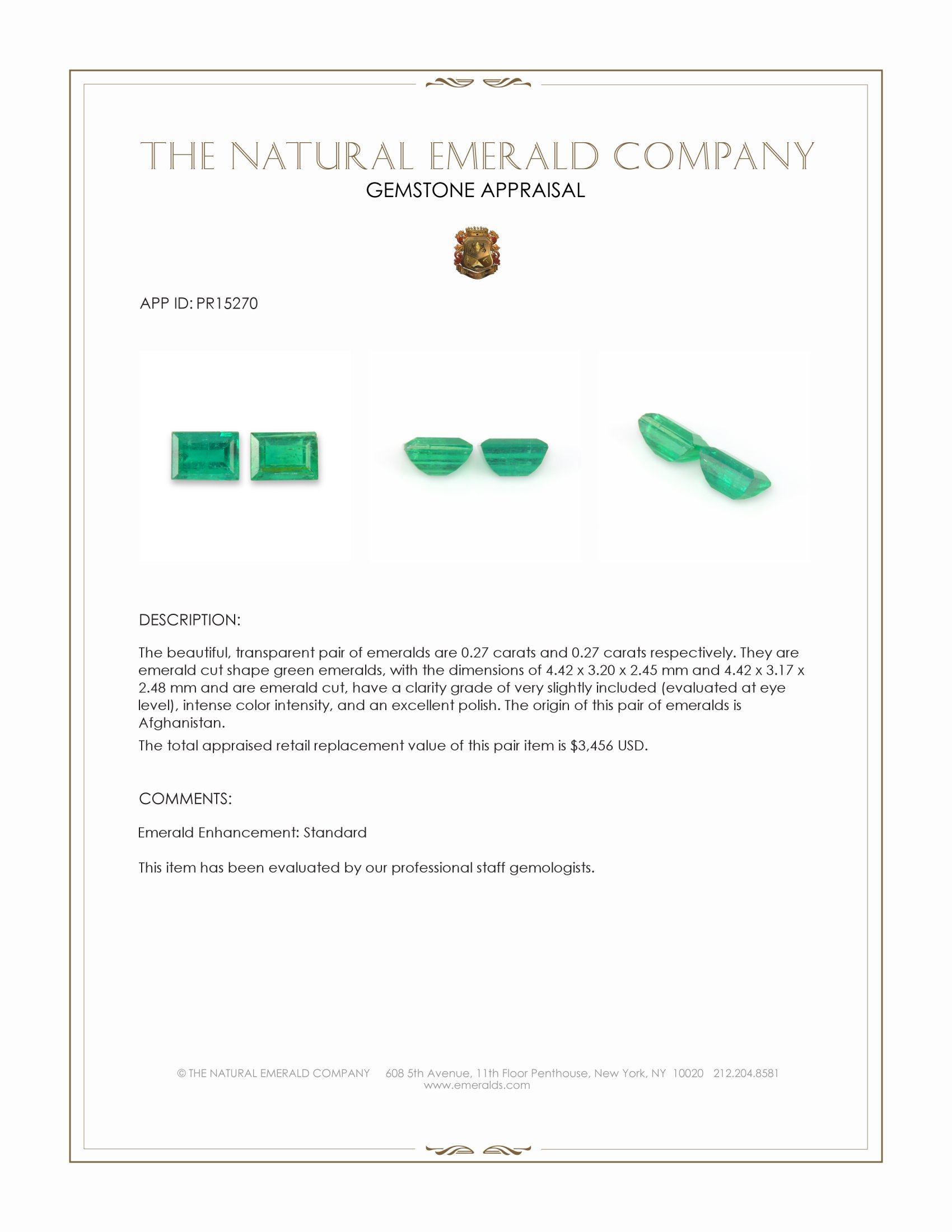0.54 Ct.Tw. Emerald Pair from Afghanistan
