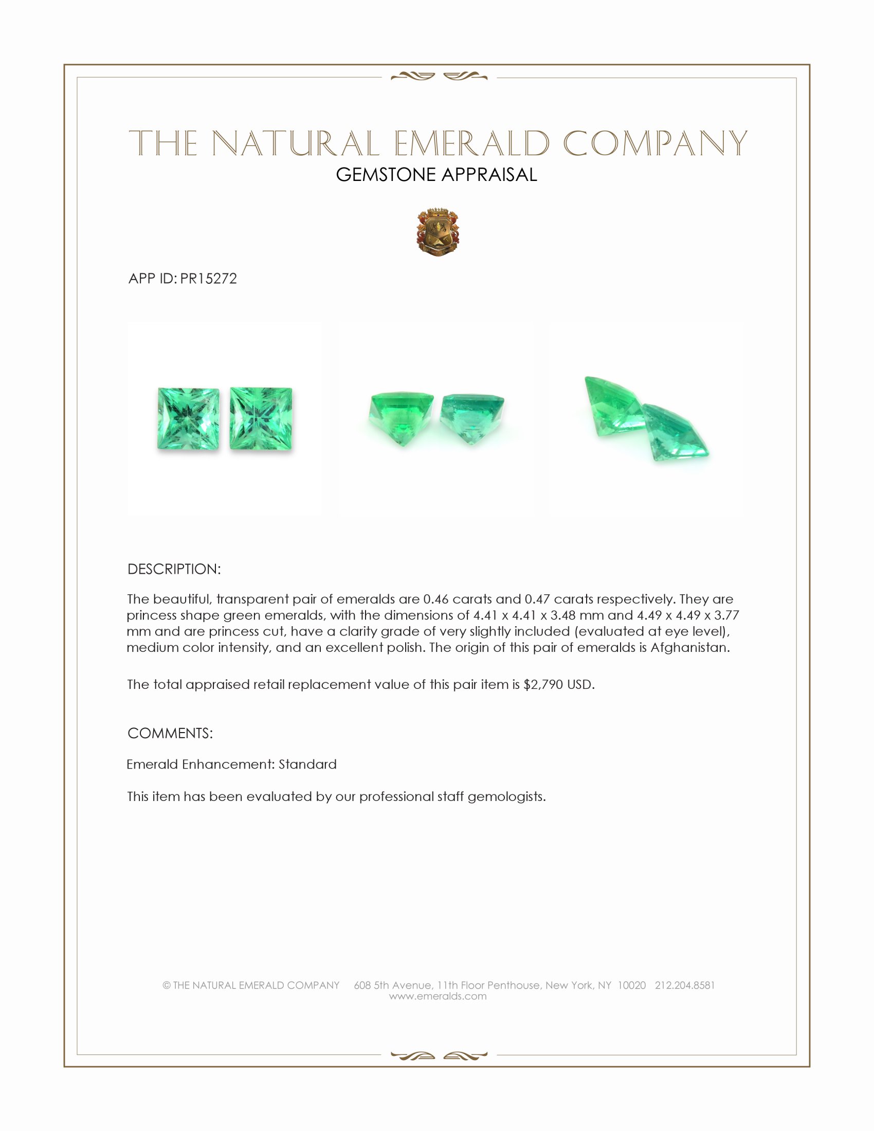 0.93 Ct.Tw. Emerald Pair from Afghanistan