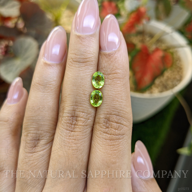 1.77 Ct.Tw. Green (Lime Green) Peridot Pair from Pakistan