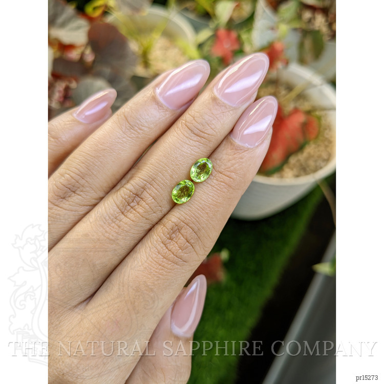 1.77 Ct.Tw. Green (Lime Green) Peridot Pair from Pakistan